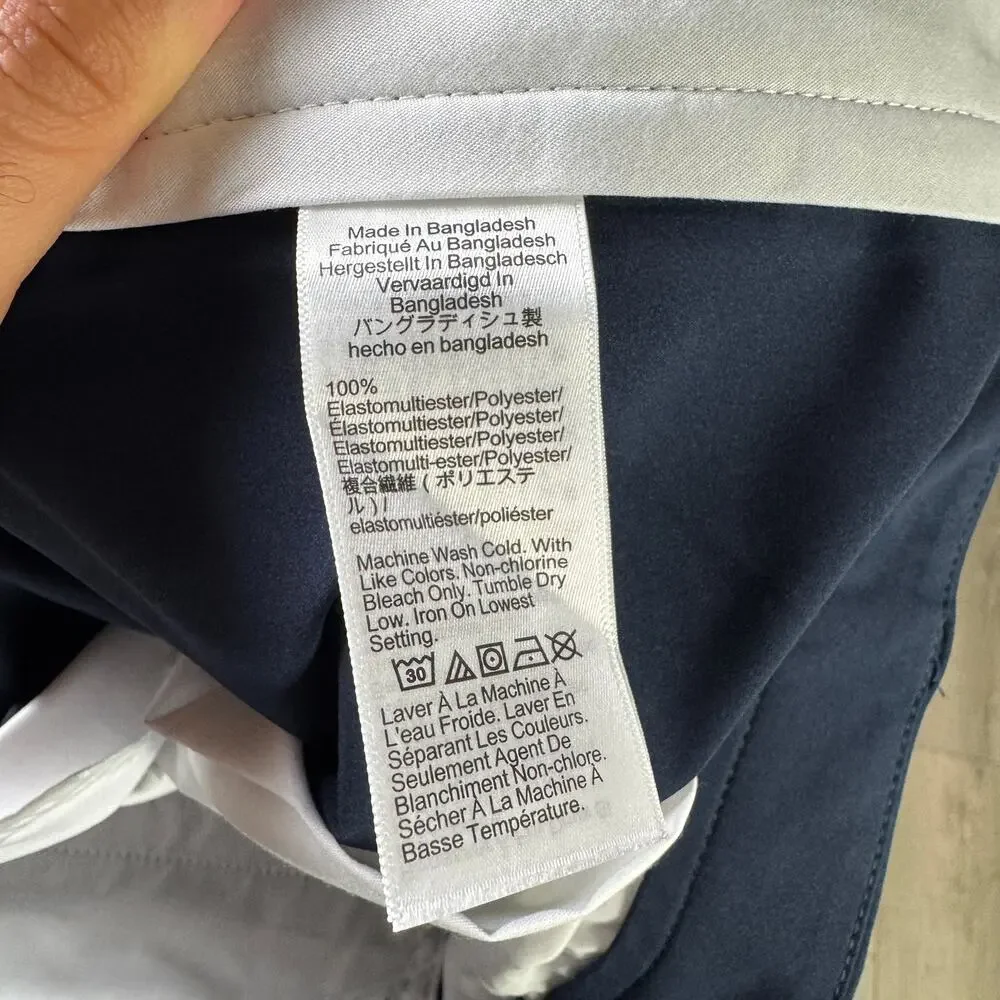J.Crew Flex Slim-Fit Tech Chino Pants 33x30 Navy Moisture Wicking Sun Protection